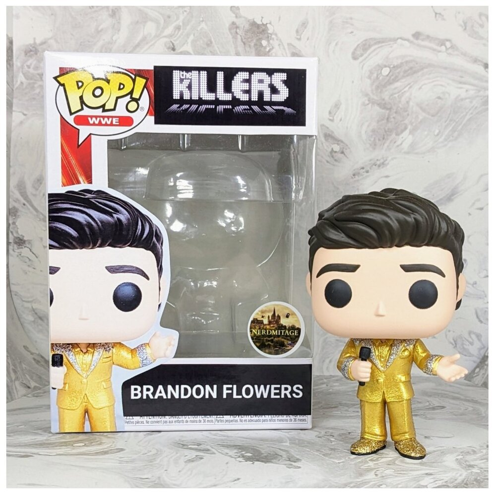 Custom Funko Pop of Brandon Flowers of The Killers, inn Gold Suit, with full box